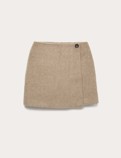 Brushed Mini Wrap Skirt with Wool
