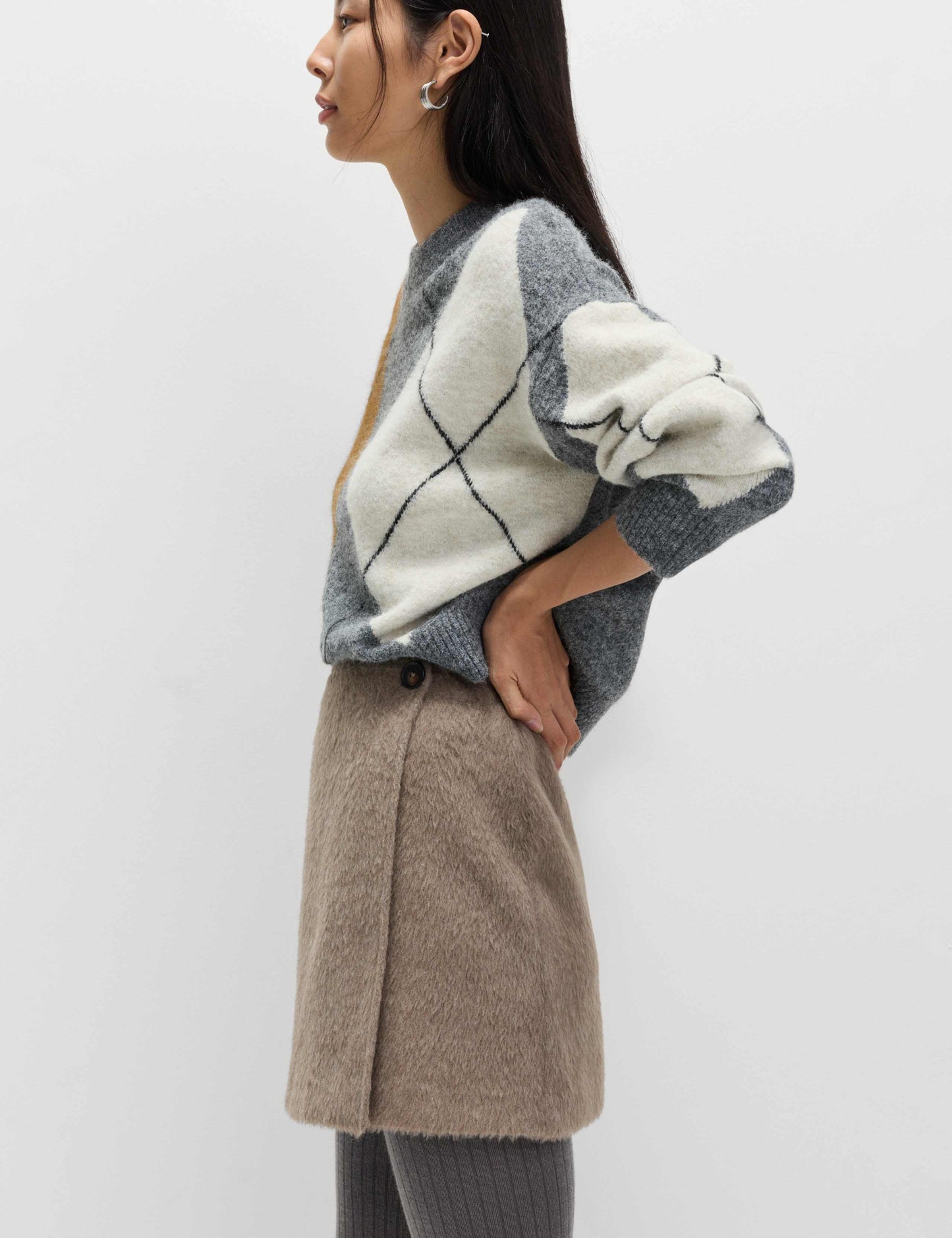 Brushed Mini Wrap Skirt with Wool