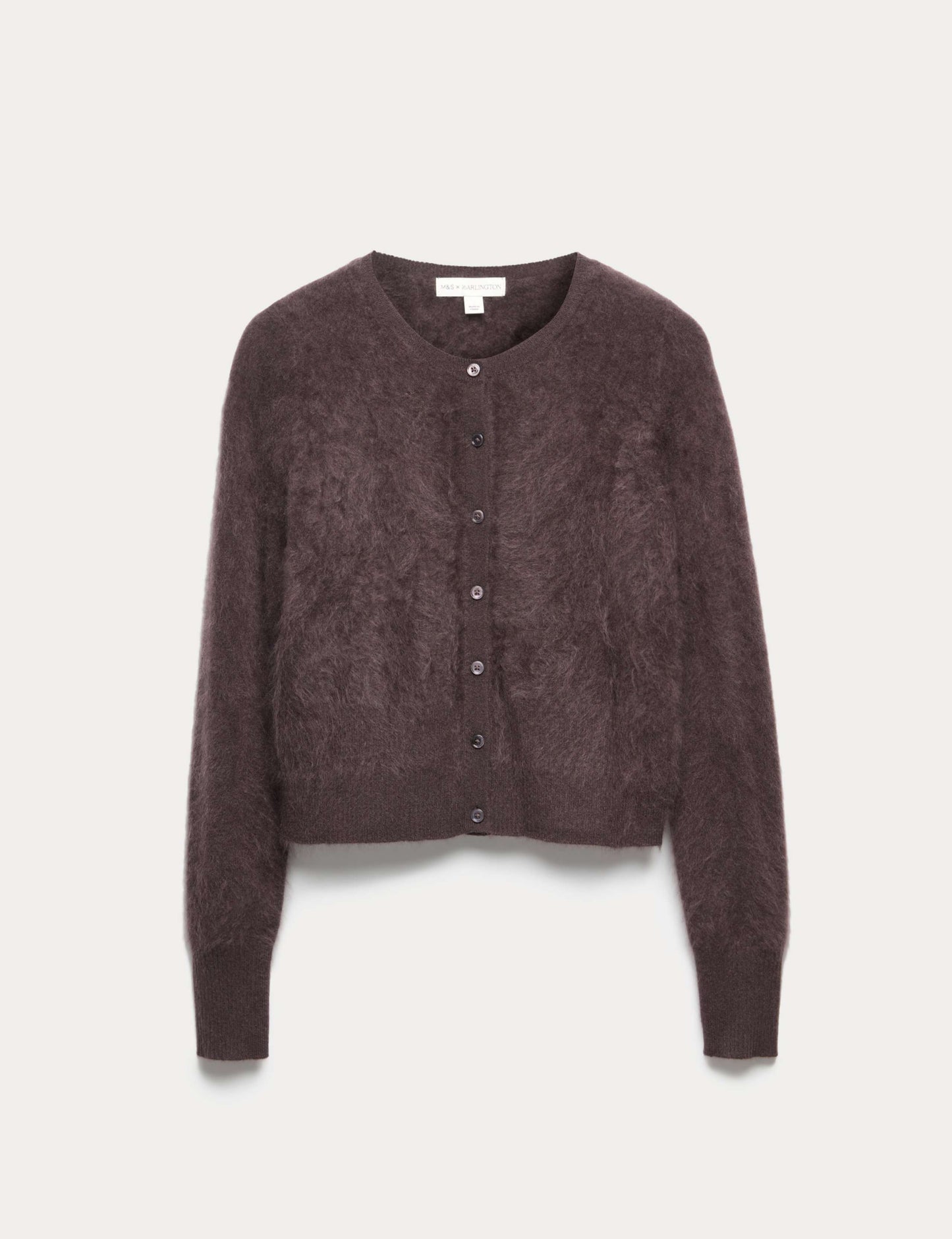 Brushed Pure Cashmere Button Front Cardigan