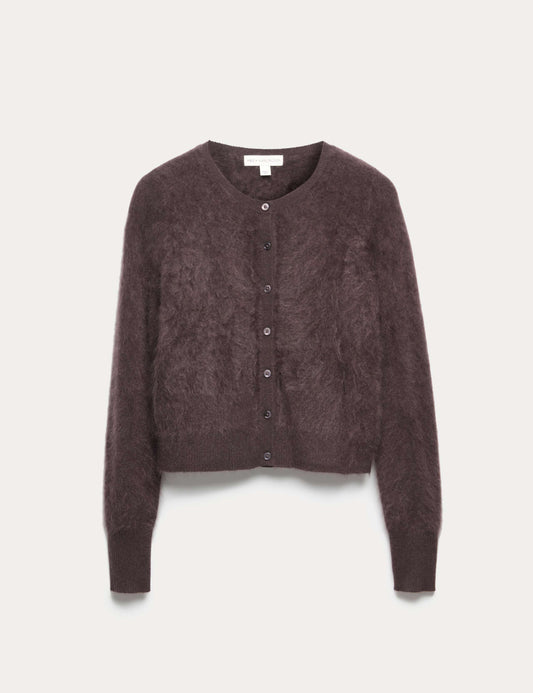 Brushed Pure Cashmere Button Front Cardigan
