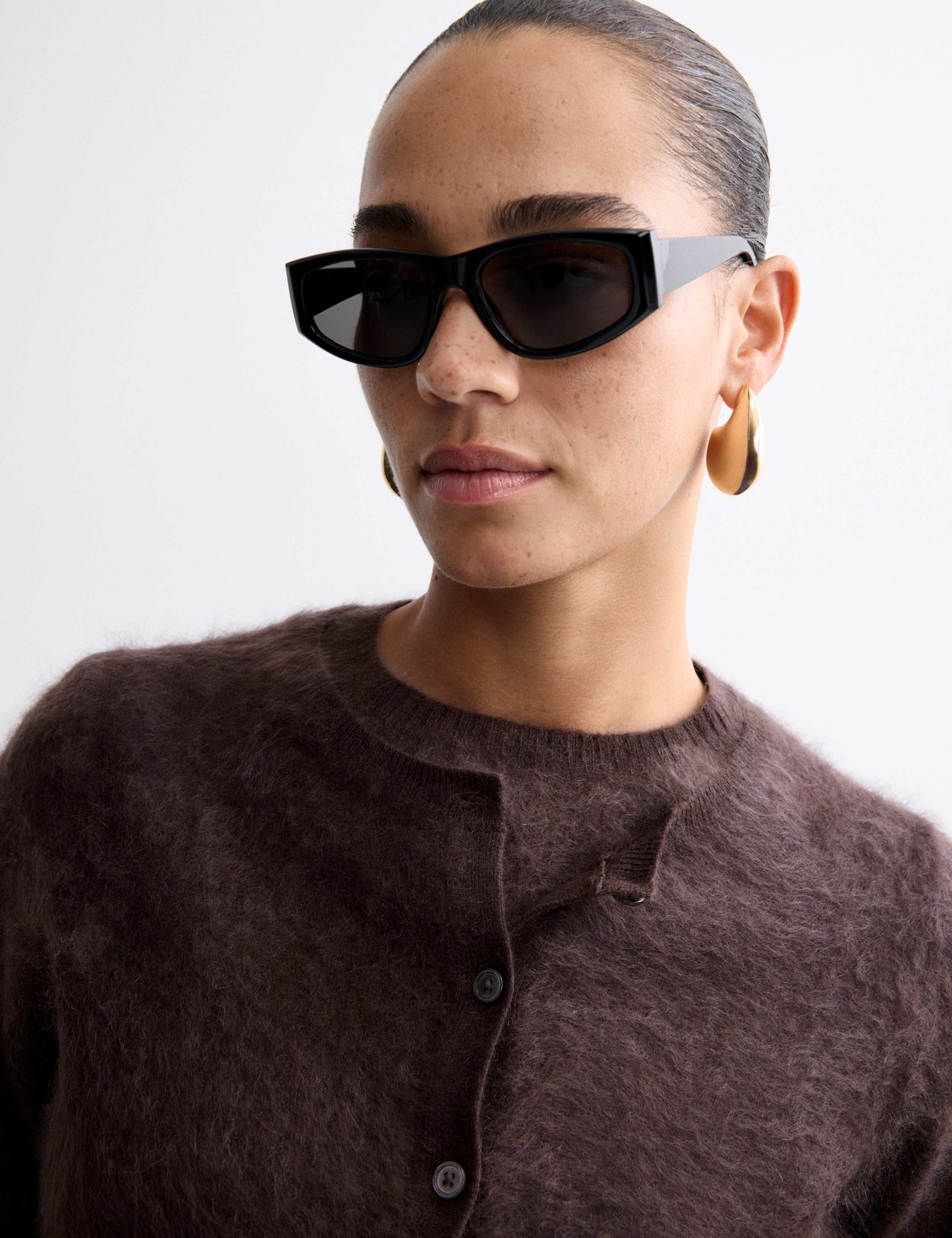 Brushed Pure Cashmere Button Front Cardigan