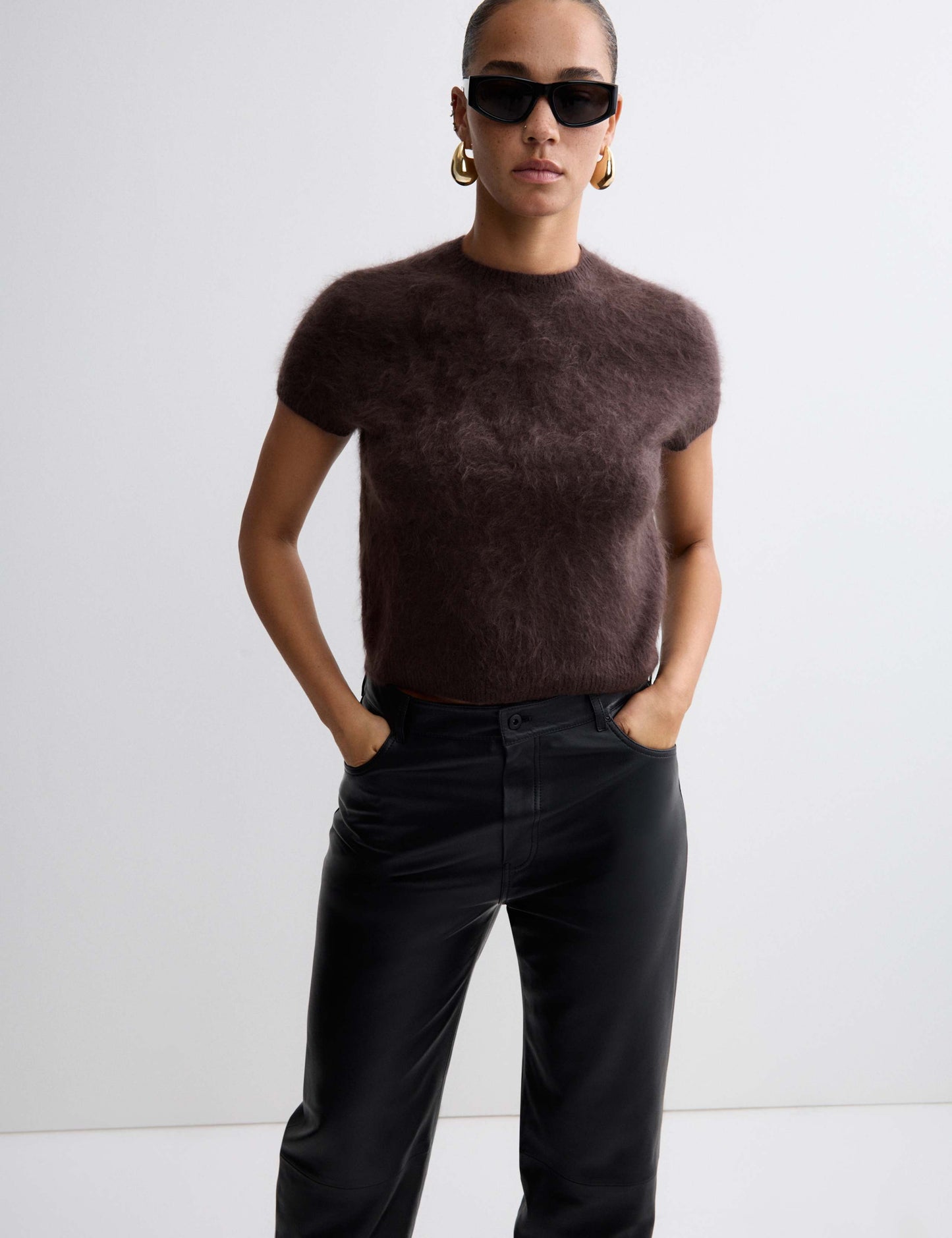 Brushed Pure Cashmere Cropped Knitted Top