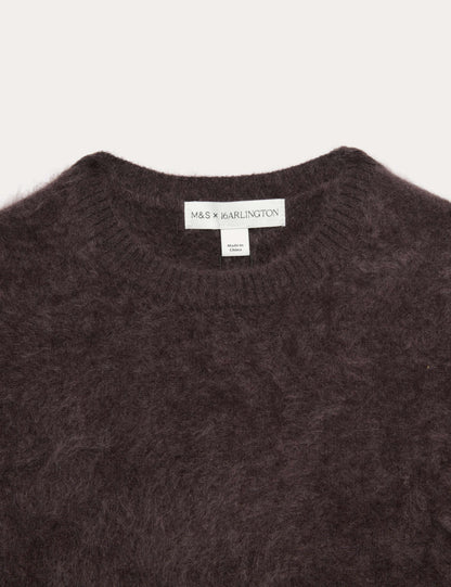 Brushed Pure Cashmere Cropped Knitted Top
