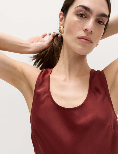 Built Up Satin Midi Column Dress