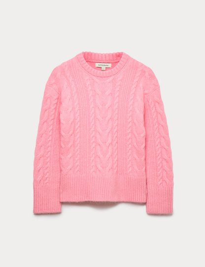 Cable Knit Jumper With Mohair