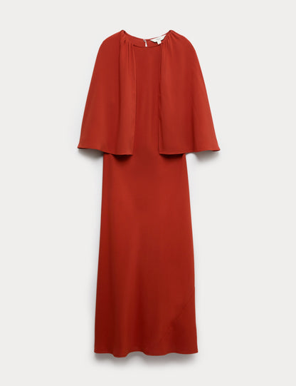 Cape Detail Midaxi Column Dress