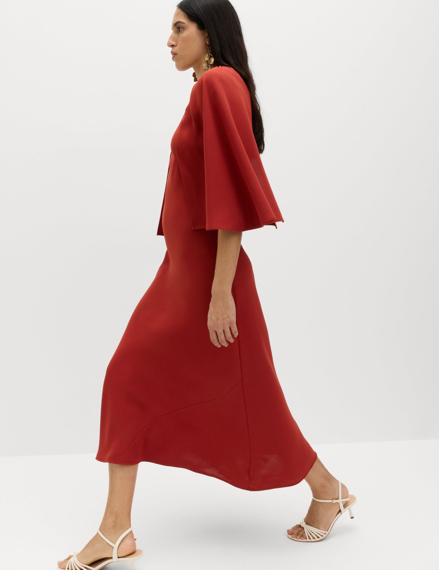 Cape Detail Midaxi Column Dress