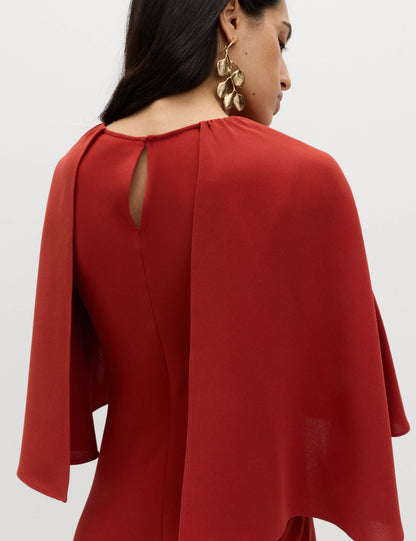 Cape Detail Midaxi Column Dress