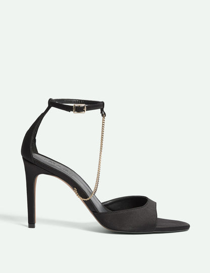 Chain-Detail Satin Sandals