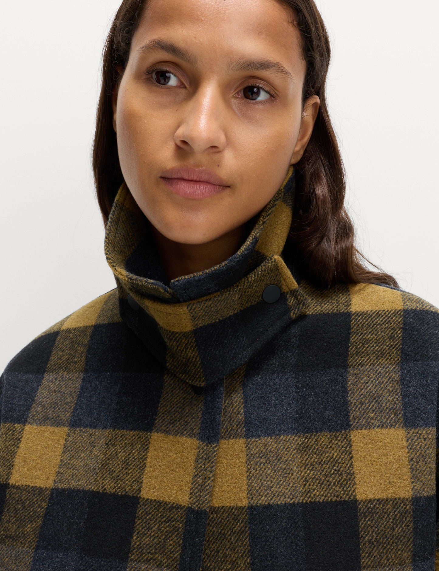 Checked Collared Bomber Jacket with Wool