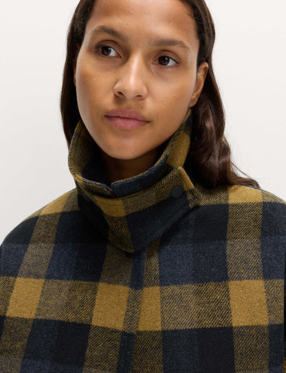 Checked Collared Bomber Jacket with Wool