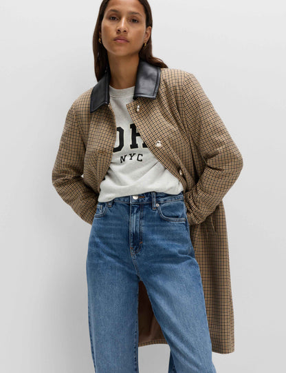 Checked Collared Car Coat