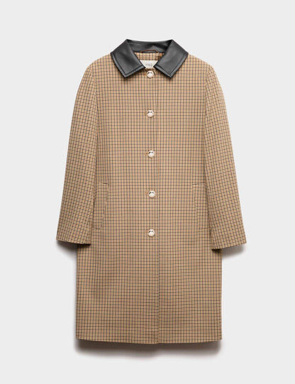 Checked Collared Car Coat