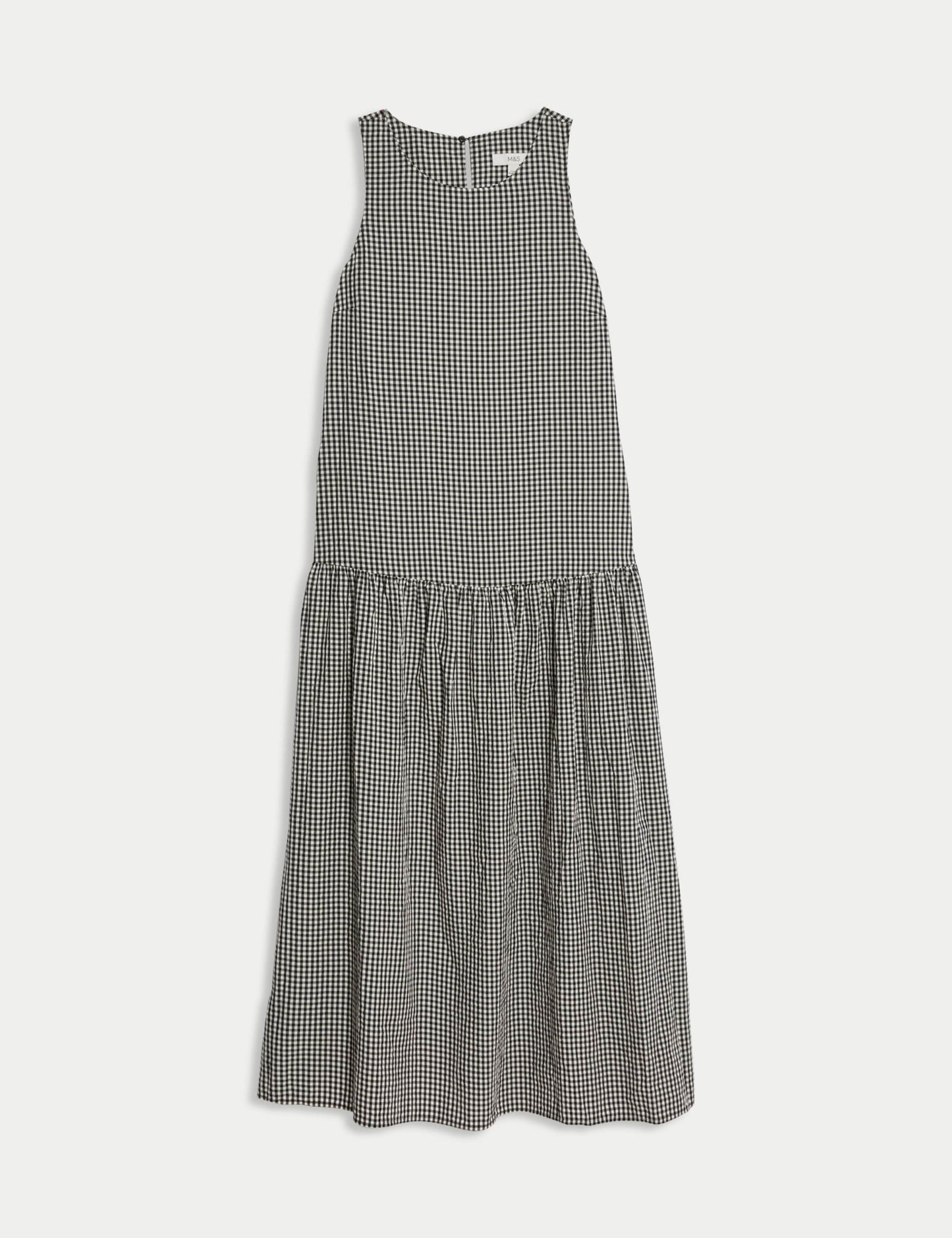 Checked Midaxi Drop Waist Dress