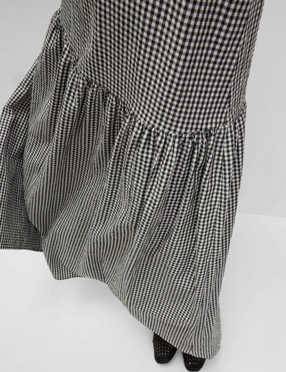 Checked Midaxi Drop Waist Dress