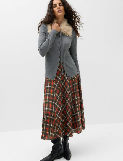 Checked Midi A-Line Skirt