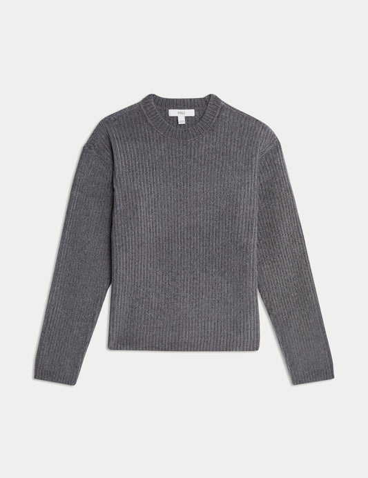 Chenille Ribbed Crew Neck Jumper