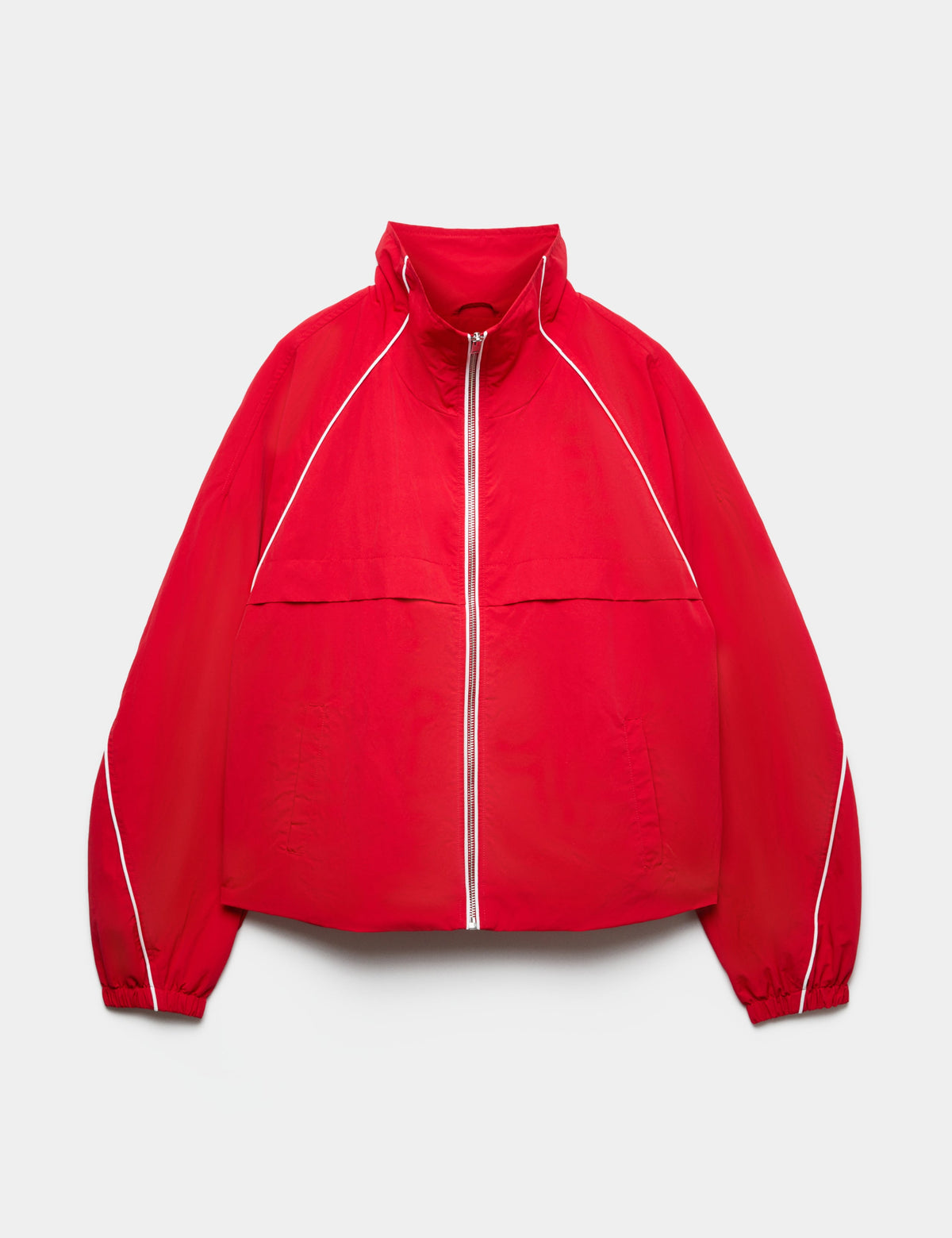 Contrast Piped Funnel Neck Windbreaker Jacket