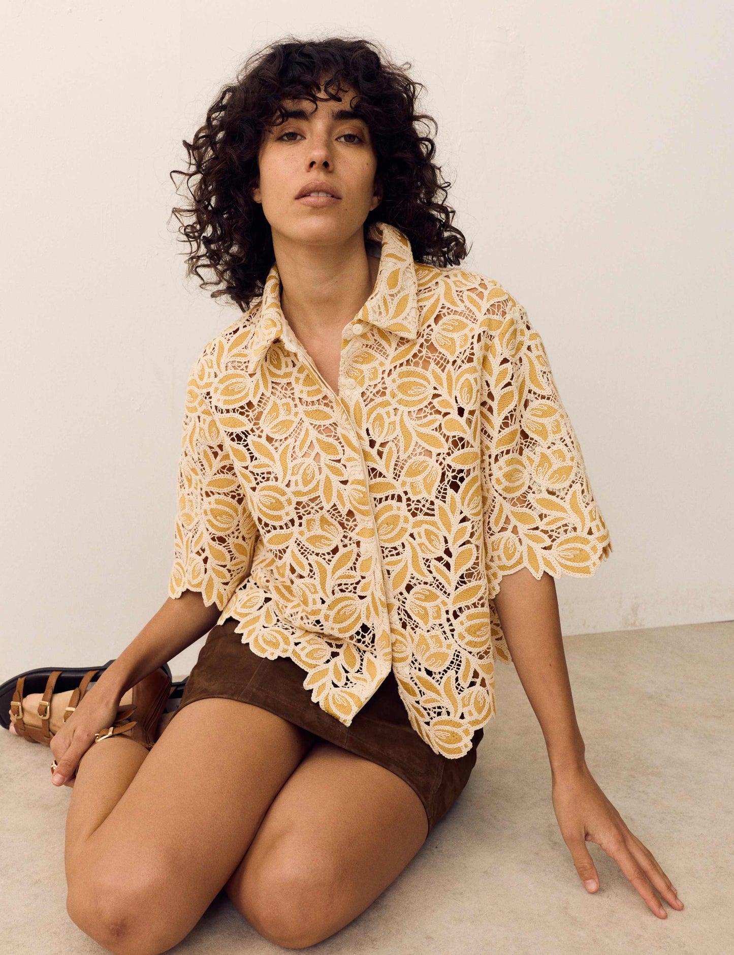 Cotton Blend Lace Overshirt