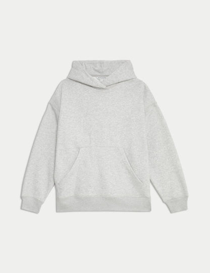 Cotton Blend Relaxed Hoodie