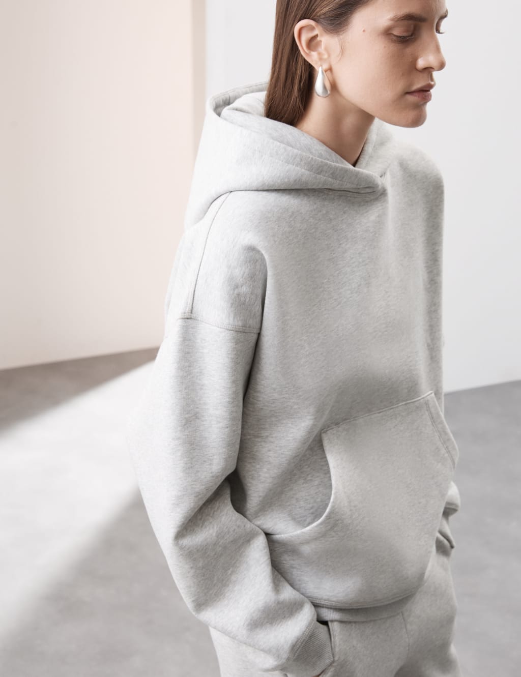 Cotton Blend Relaxed Hoodie