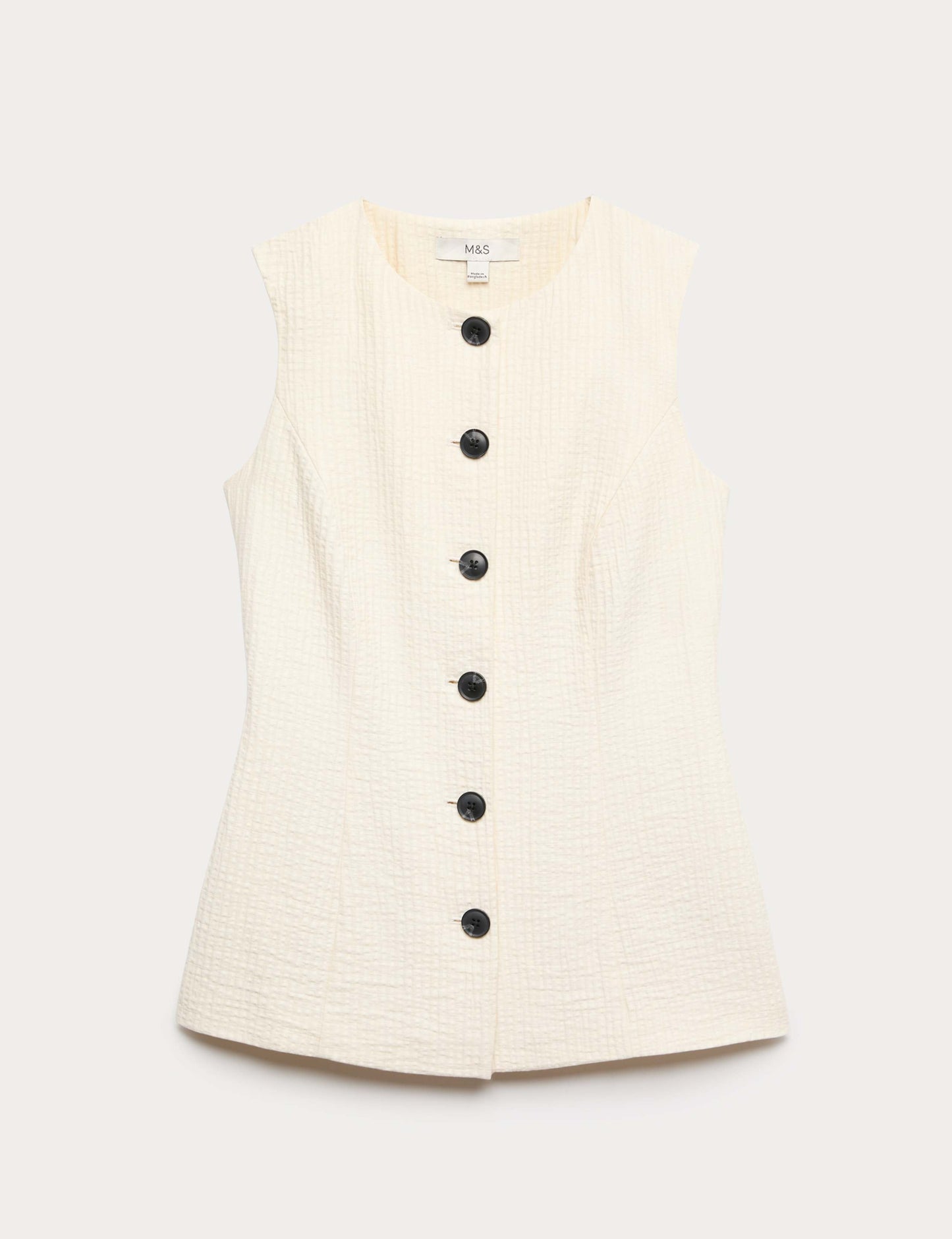 Cotton Blend Textured Longline Waistcoat