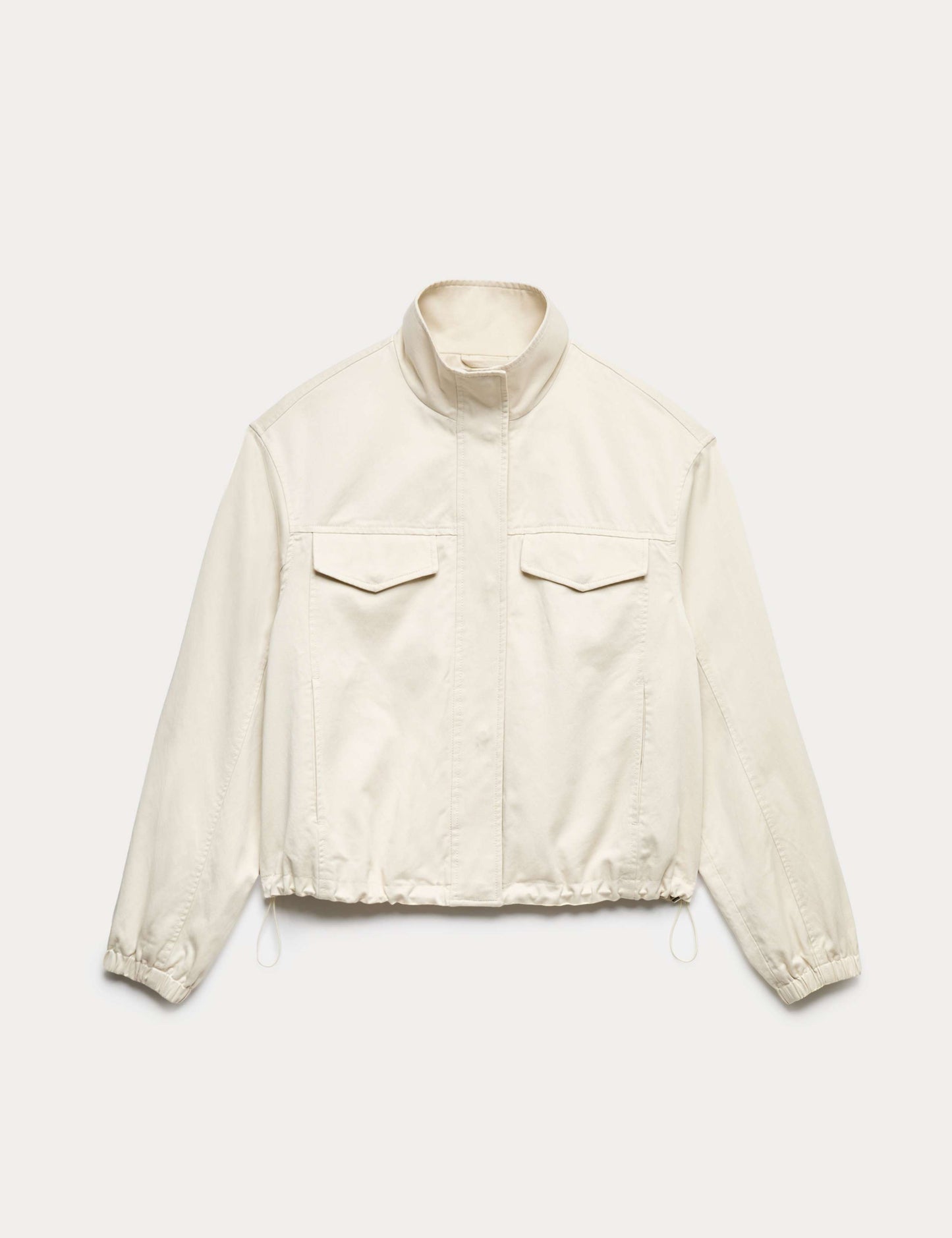 Cotton Blend Twill Cropped Utility Jacket