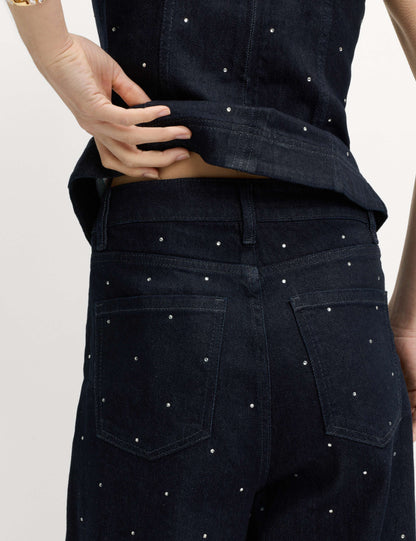 Cotton Rich Denim Embellished Carrot Leg Jeans
