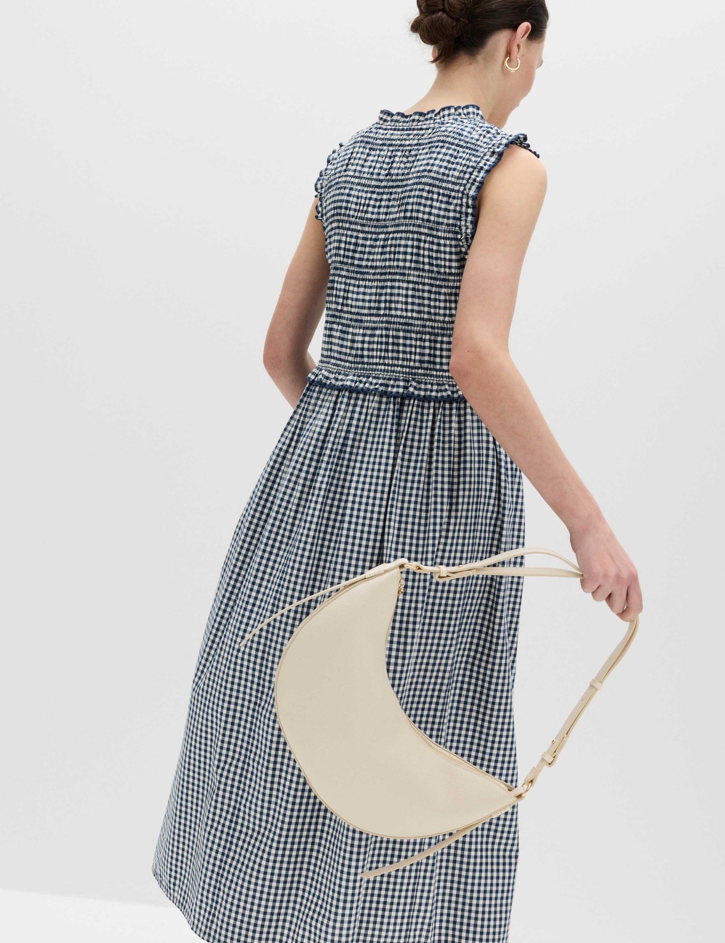 Cotton Rich Gingham Midi Waisted Dress