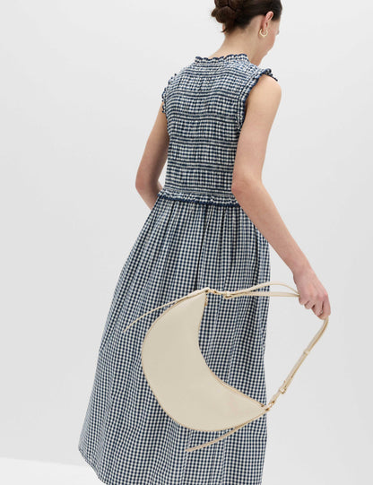 Cotton Rich Gingham Midi Waisted Dress