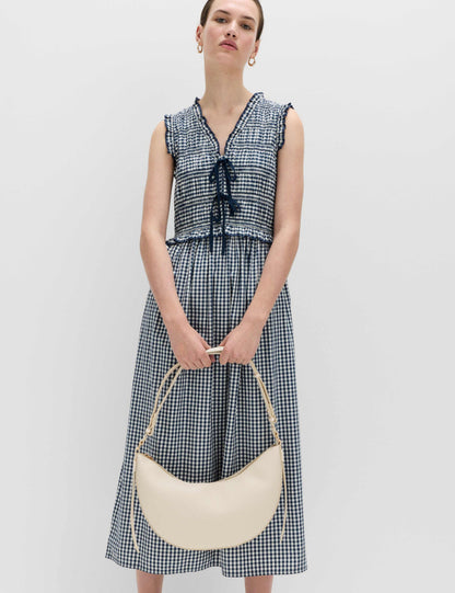 Cotton Rich Gingham Midi Waisted Dress