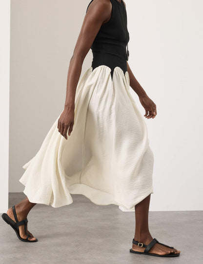 Cotton Rich Godet Midi Skater Dress