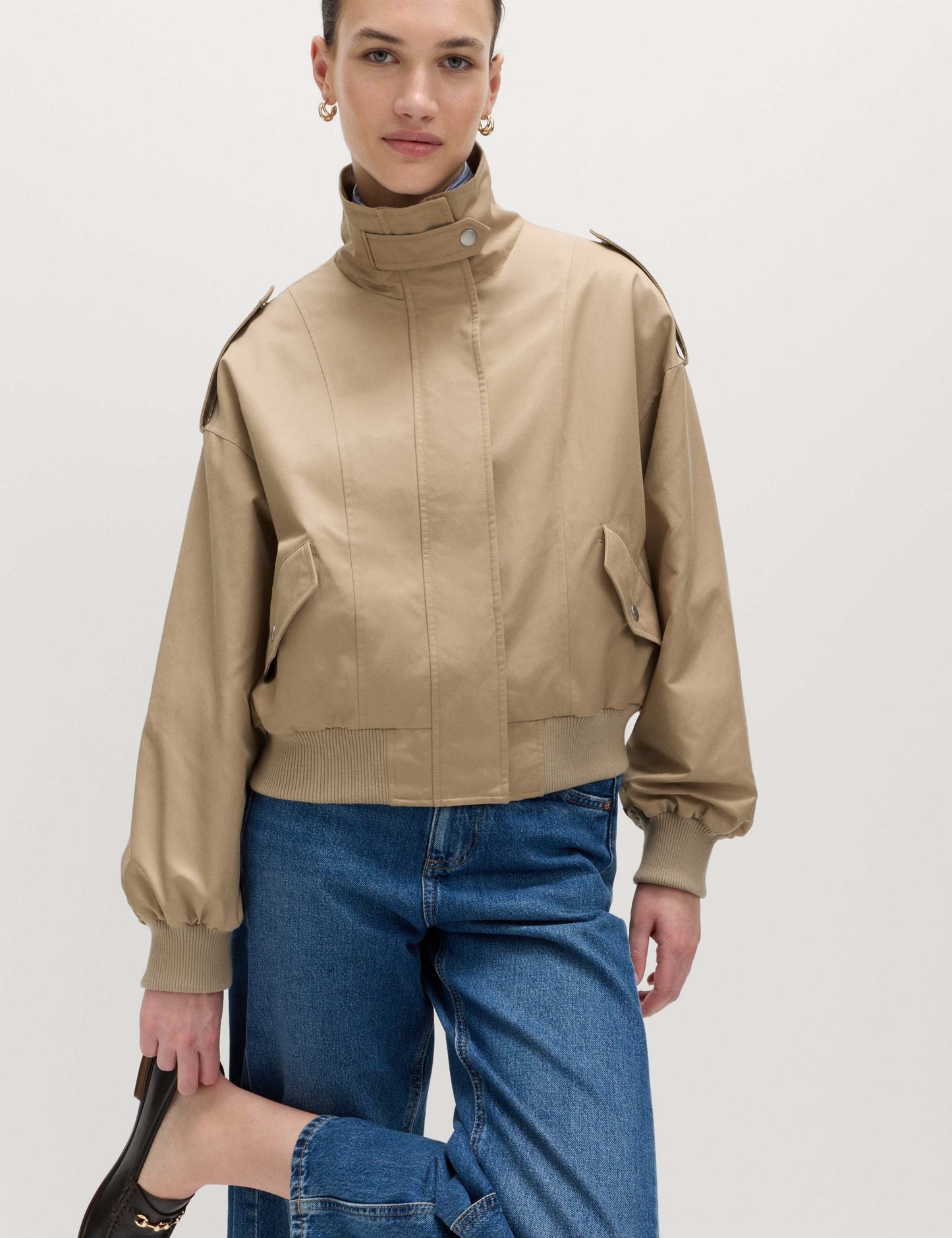 Cotton Rich Satin Look Bomber Jacket