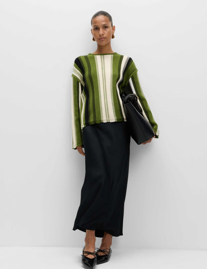 Cotton Rich Striped Crew Neck Jumper