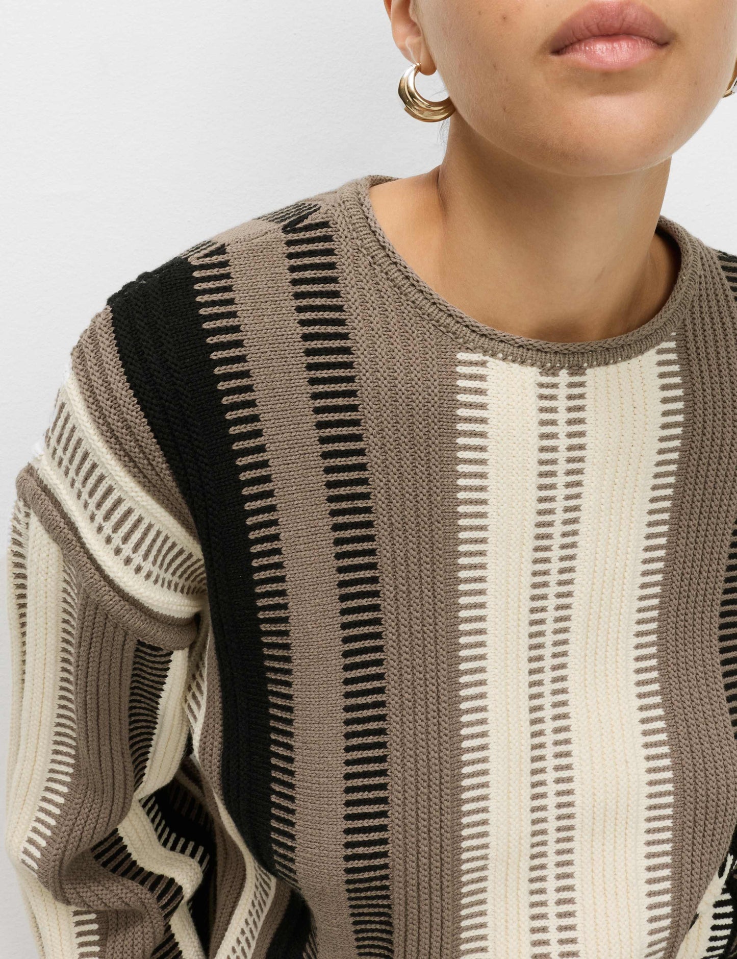 Cotton Rich Striped Crew Neck Jumper