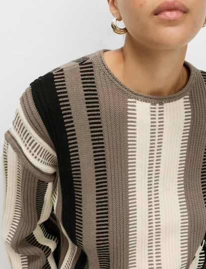 Cotton Rich Striped Crew Neck Jumper