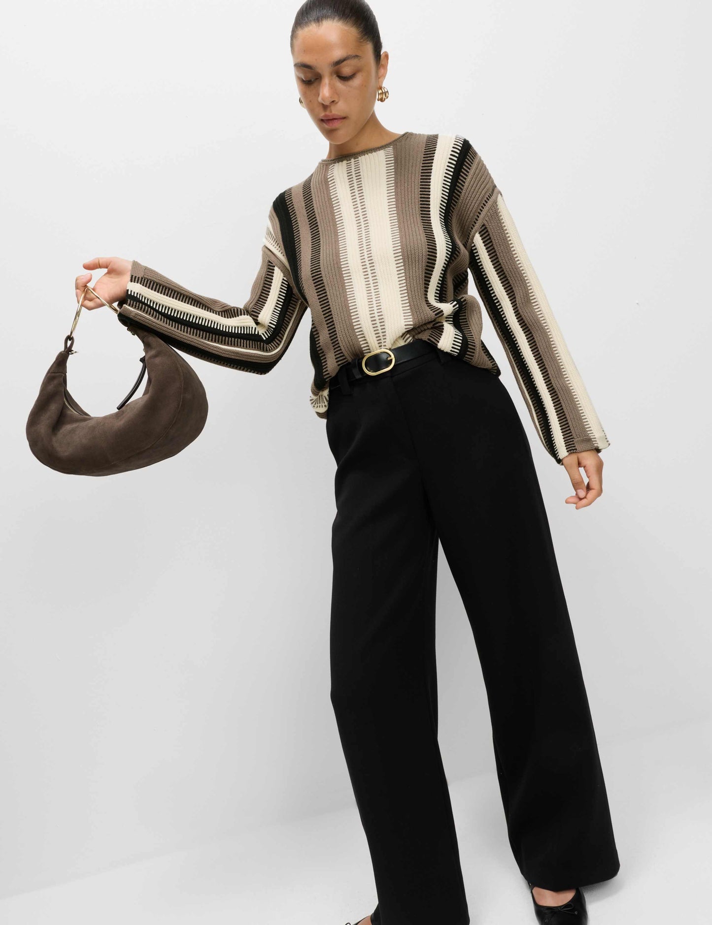 Cotton Rich Striped Crew Neck Jumper