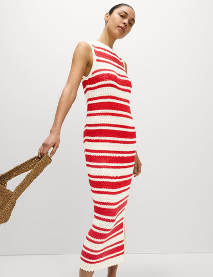 Cotton Rich Striped Midi Knitted Dress
