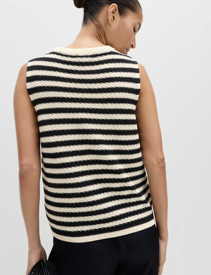 Cotton Rich Striped Slim Fit Knitted Top