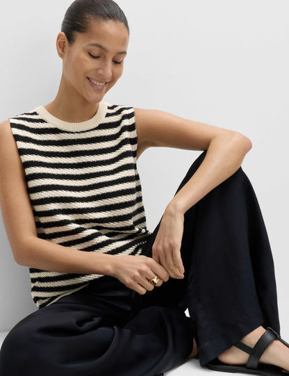 Cotton Rich Striped Slim Fit Knitted Top