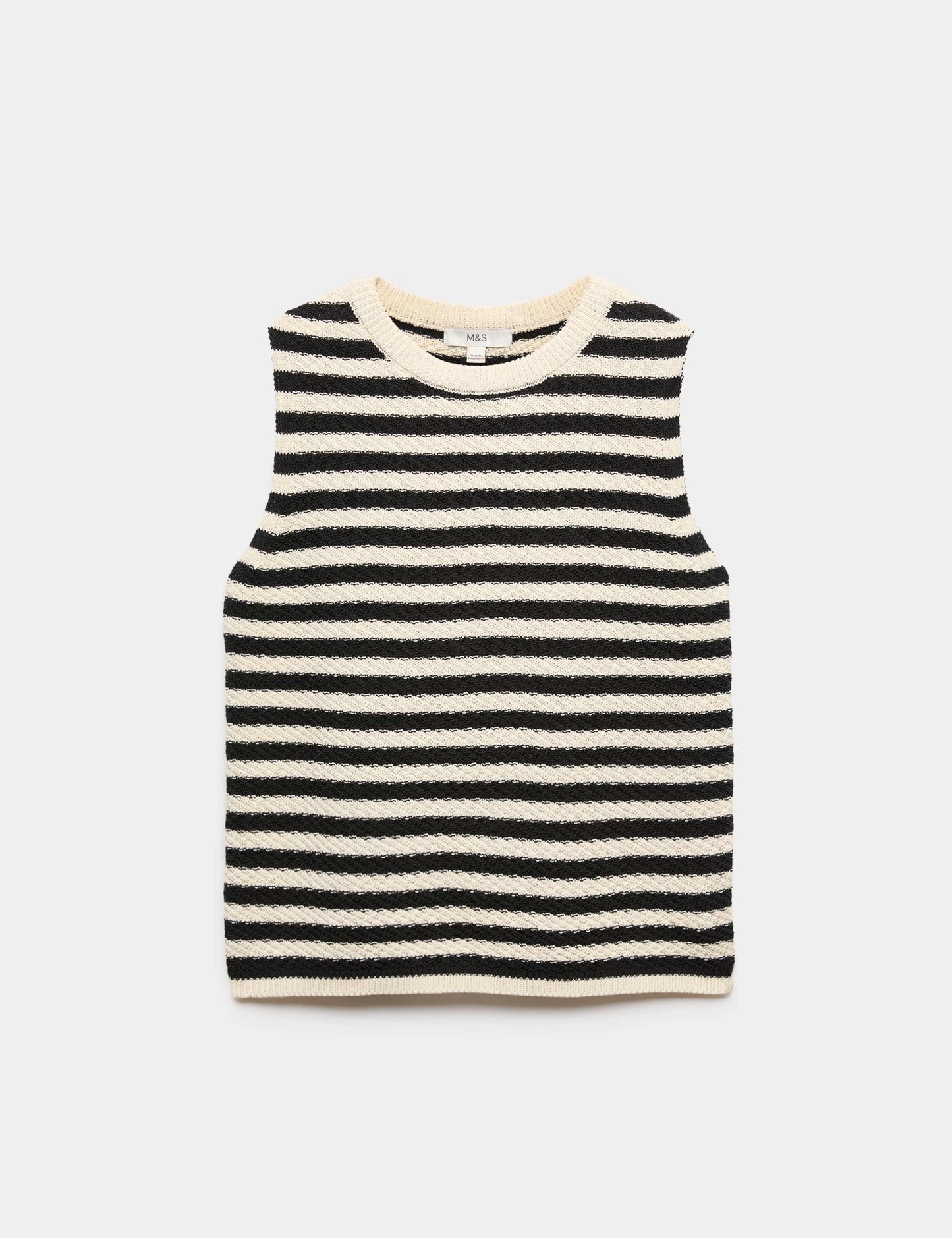 Cotton Rich Striped Slim Fit Knitted Top