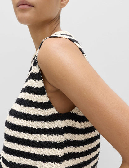 Cotton Rich Striped Slim Fit Knitted Top