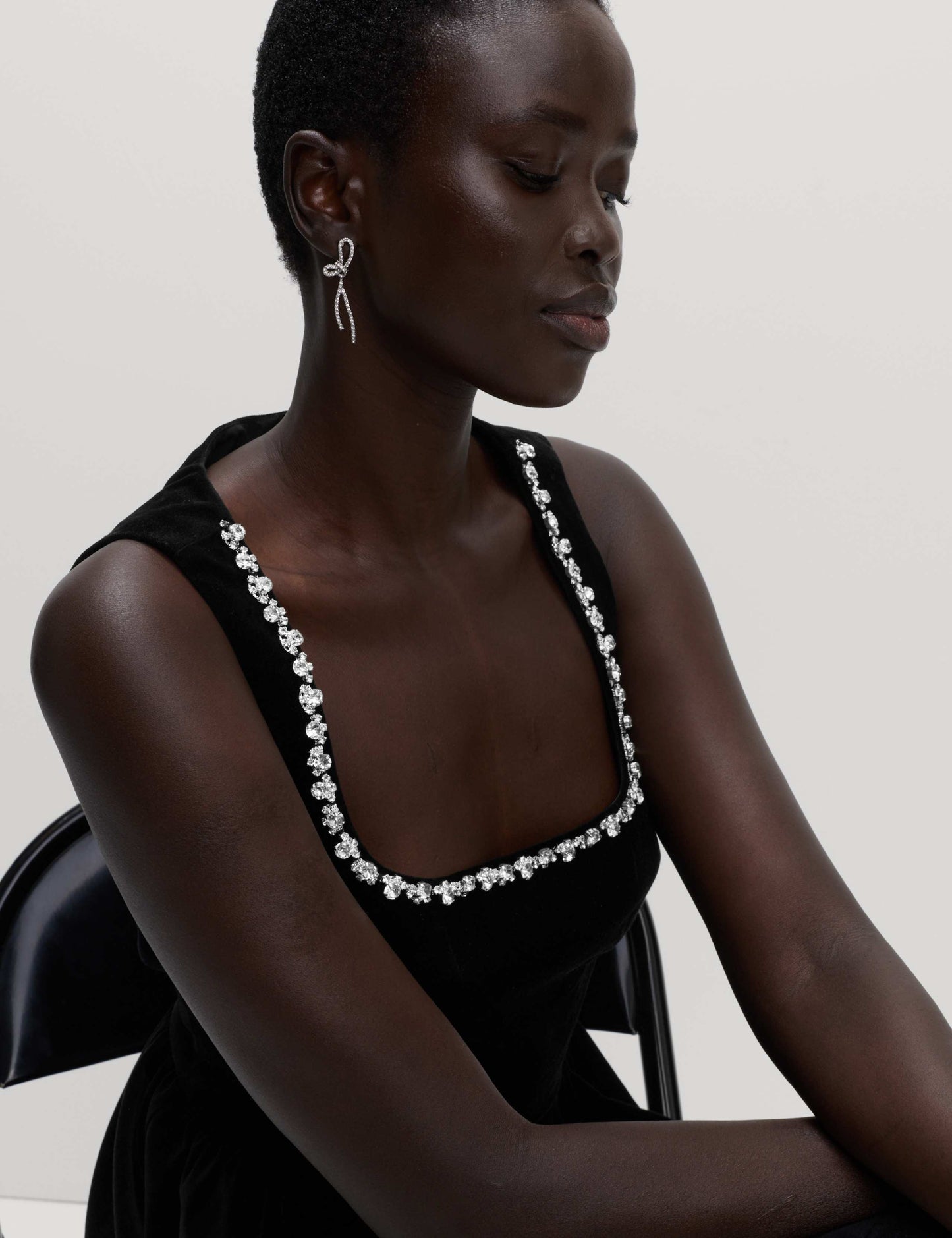 Cotton Rich Velvet Embellished Mini Skater Dress