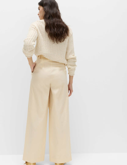 Cotton Rich Wrap Tie Wide Leg Trousers