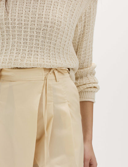 Cotton Rich Wrap Tie Wide Leg Trousers