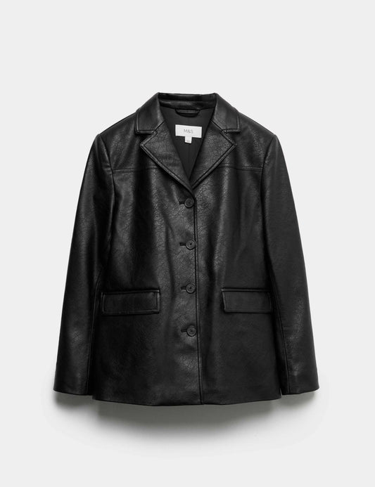 Cracked Pu Sb Blazer Coat