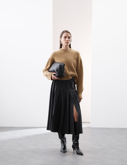 Crew Neck Cropped Jumper with Mohair