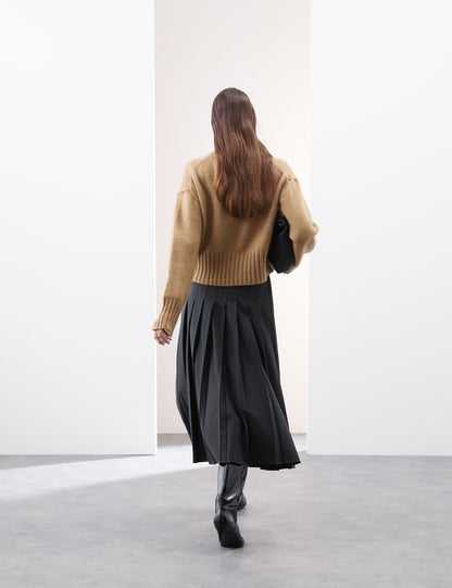 Crew Neck Cropped Jumper with Mohair