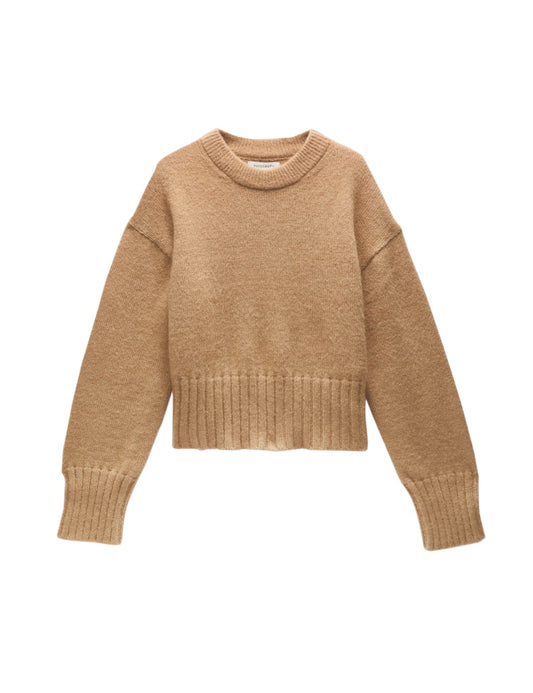 Crew Neck Cropped Jumper with Mohair