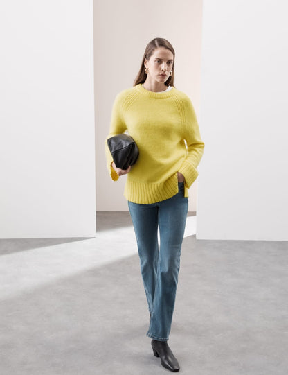 Crew Neck Longline Jumper with Mohair